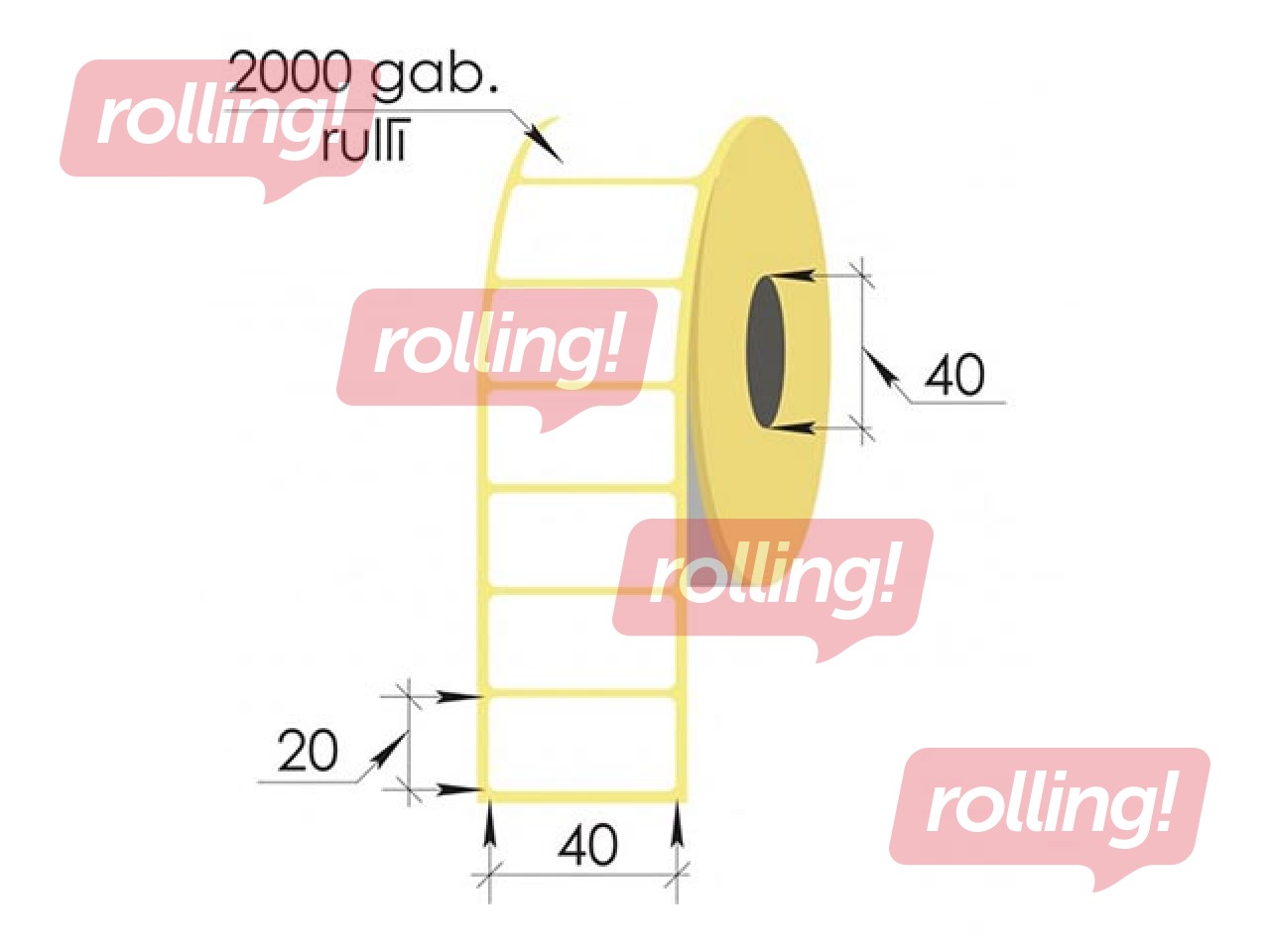 Thermal stickers in a roll, 40x20 mm, TermoEko, 2000 pc