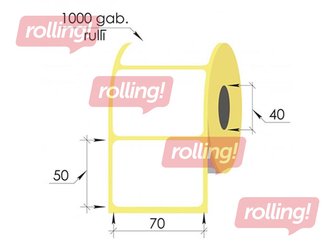 Termouzlīmes rullī, 70x50 mm, TermoEko, 1000 gab