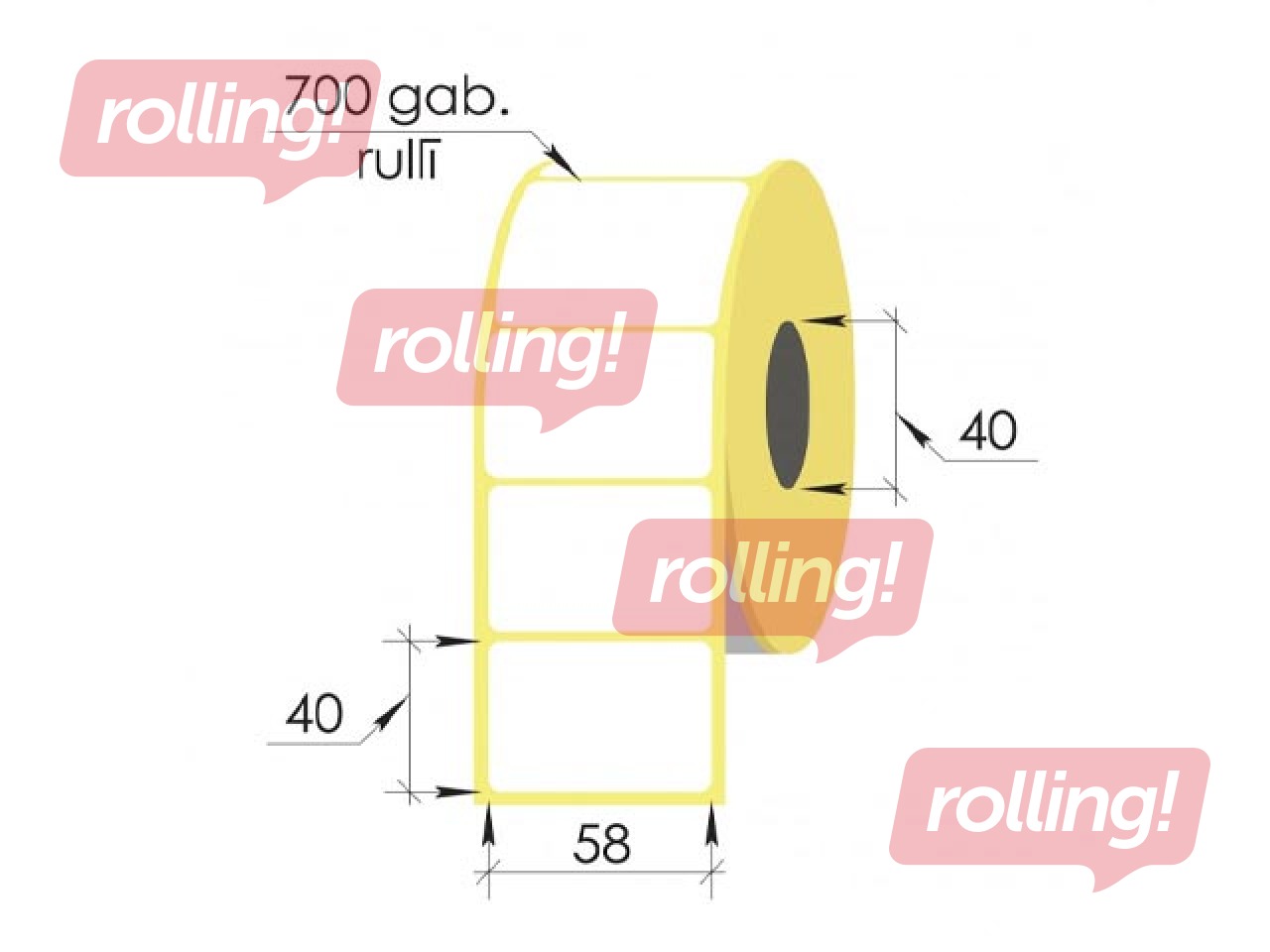 Этикетки в рулоне Vellum, 58x40мм, 700 шт.