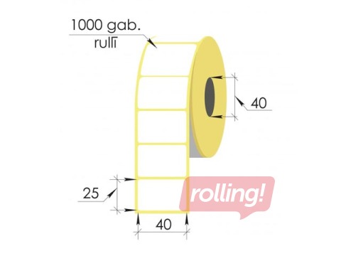 Этикетки в рулоне Vellum, 40x25мм, 1000 шт.