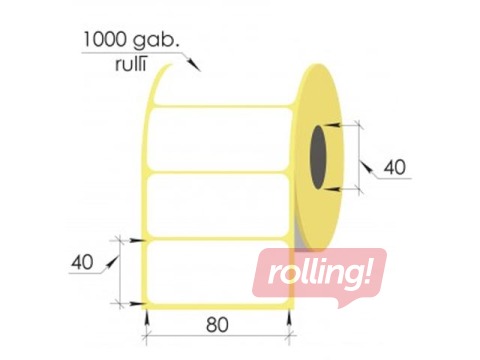 Kleebised rullis Vellum, 80x40mm, 1000 tk.