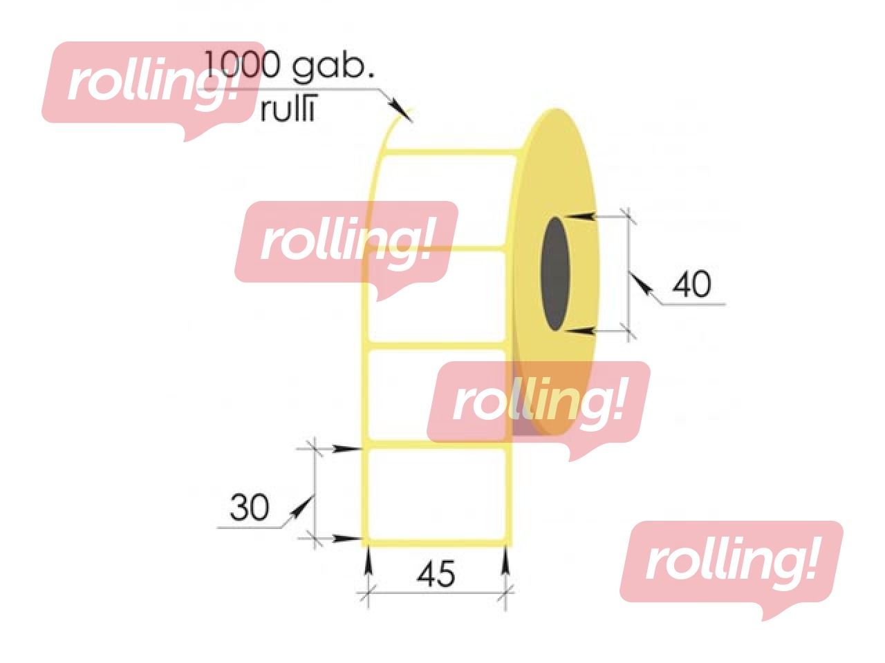 Labels in roll Vellum, 45x30mm, 1000 pcs.