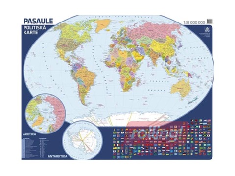 World political wall map, 109.5 x 85 cm, laminated, with edgings