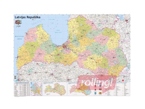Latvia administrative wall map, 121.5x86.5cm