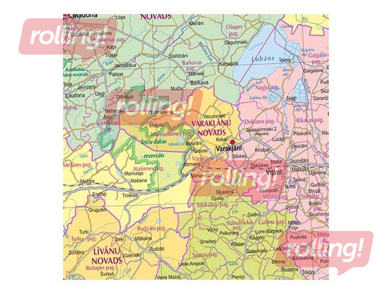 Latvia administrative wall map, 121.5x86.5cm