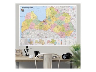 Latvijas administratīvā sienas karte, 121.5x86.5cm