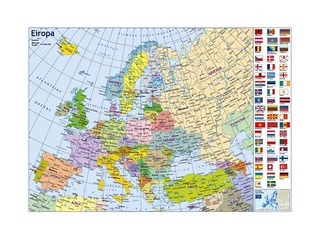 Political and physiographic map of Europe in A3 format