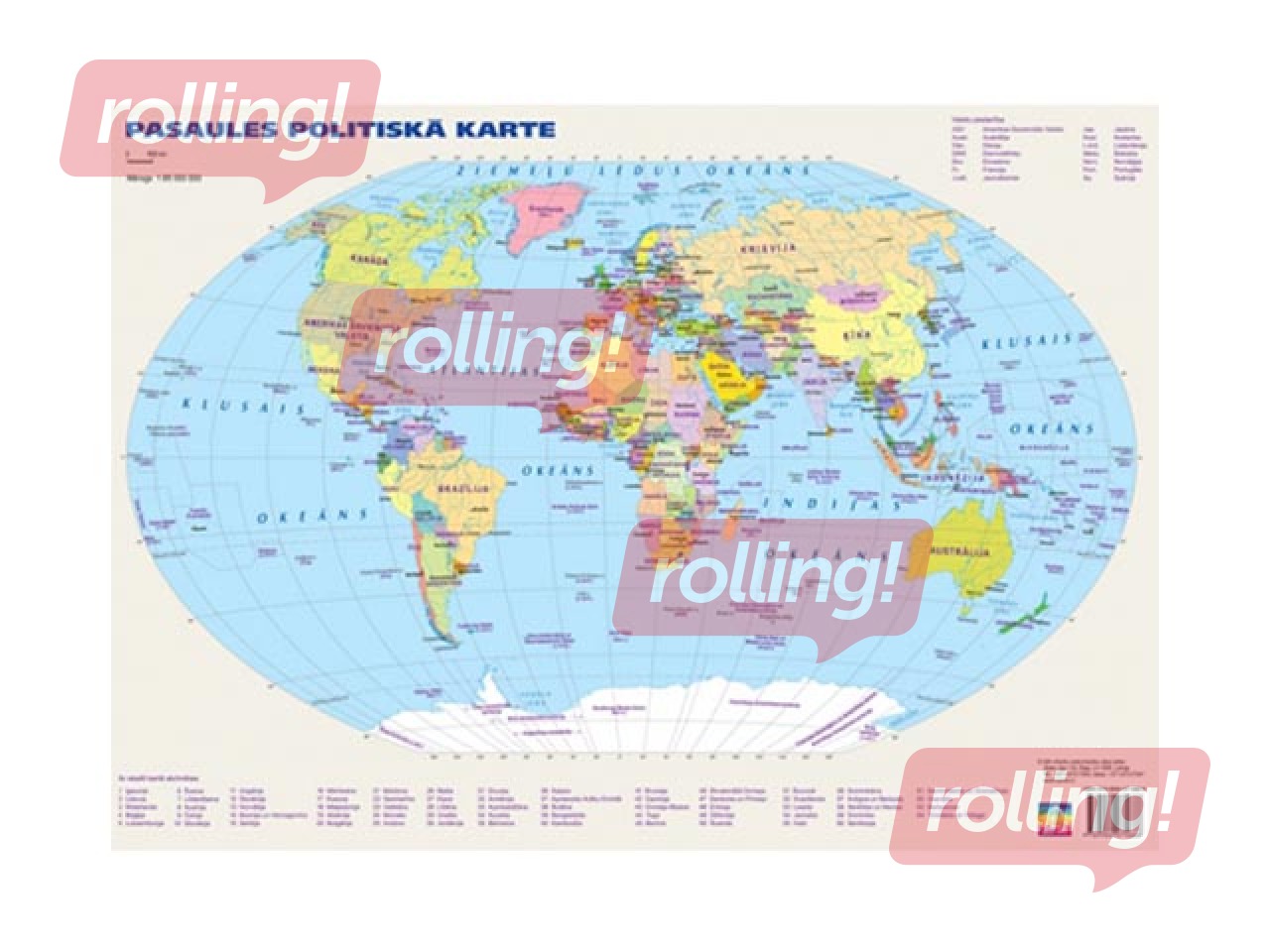 Политическая и физико-географическая карта мира в формате А3