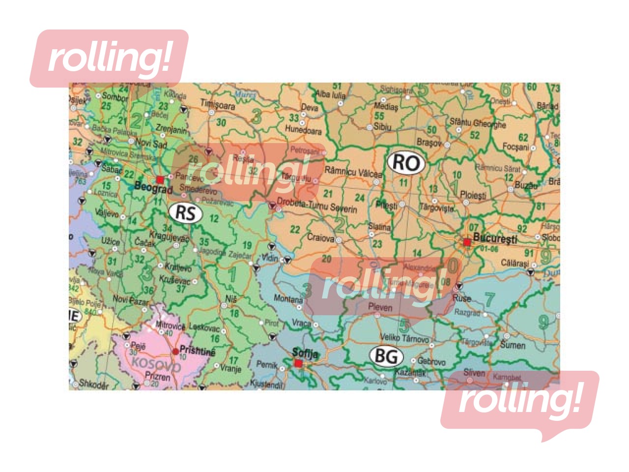 Euroopa postiindeksite seinakaart, 122x78.5cm