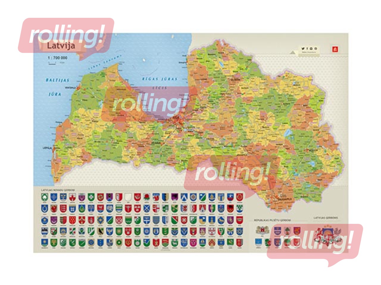 Scratch-off map, Latvia