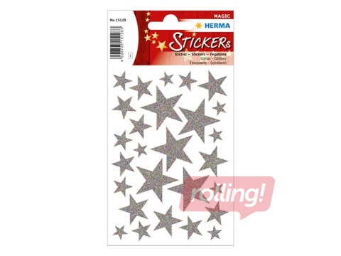 Stickers Herma Magic stars silver, glittery, 1 sheet