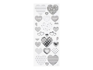 Kleebised Hearts, hõbedane, 1 leht
