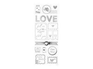 Наклейки Love, серебро, 1 лист