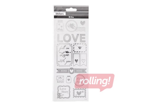 Stickers Love, silver, 1 sheet