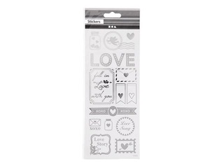 Stickers Love, silver, 1 sheet