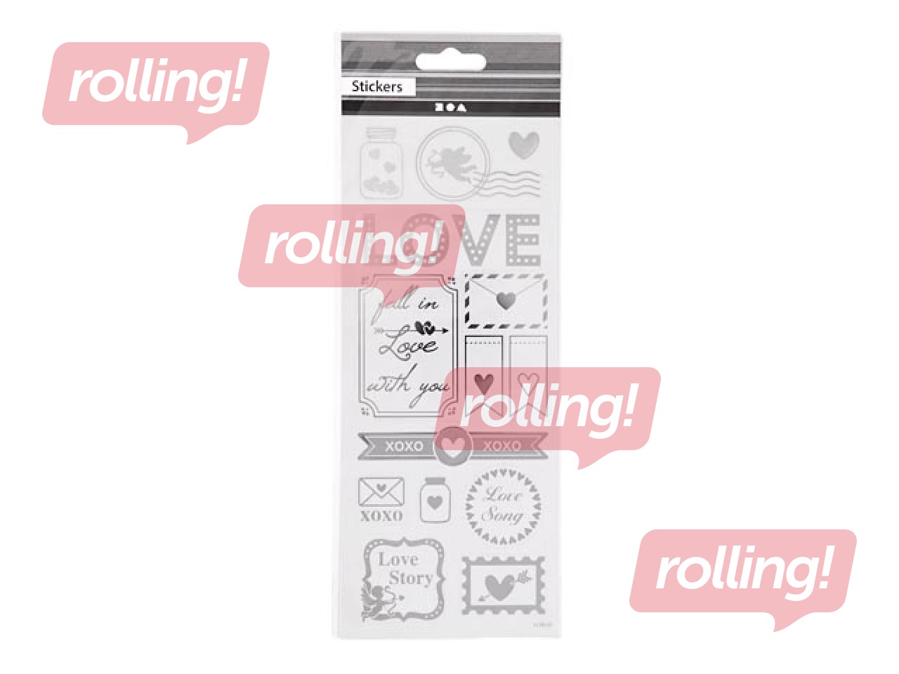 Stickers Love, silver, 1 sheet
