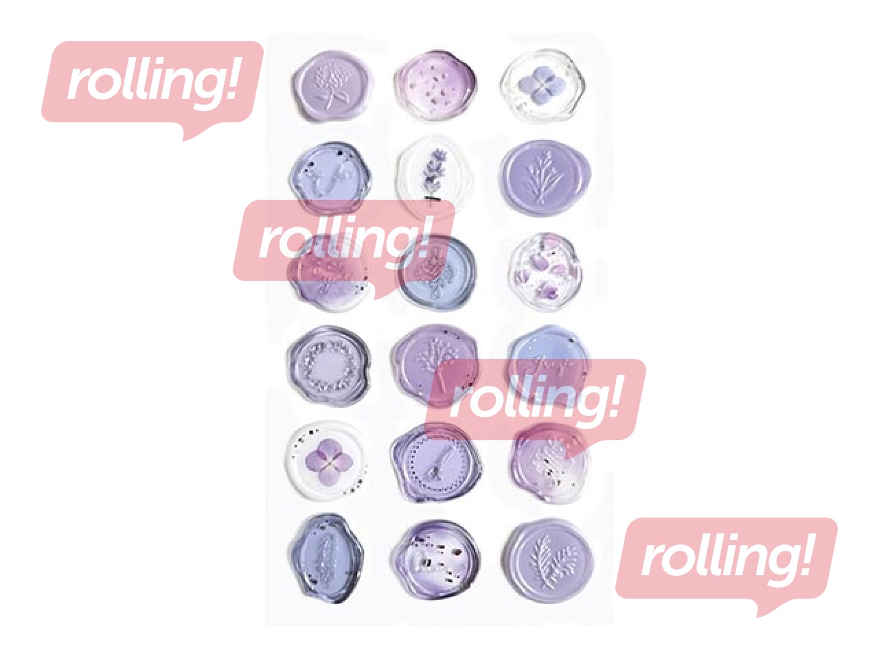 Stickers - stamps, light violet, 18 pcs.
