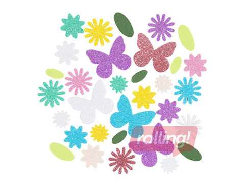 Vahtkummist kleebised Foam - Butterfly, Flower, Leaf