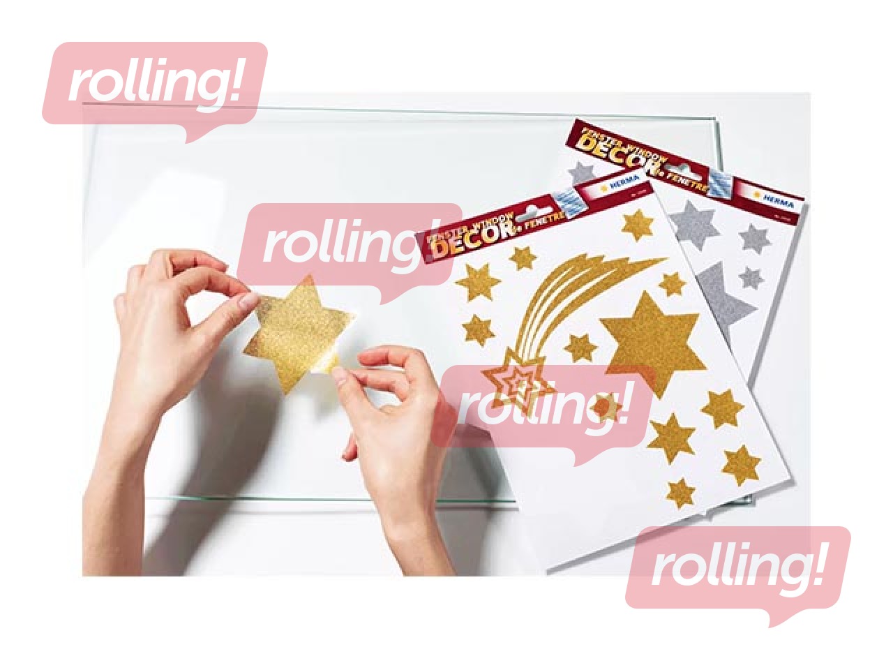 Logu uzlīmes Herma, zelta zvaigznes