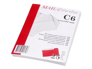 Ümbrikud iseliimuva kleepribaga, C6, 25 tk. Valge