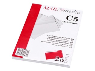 Envelopes with adhesive tape, C5, 25 pcs. White