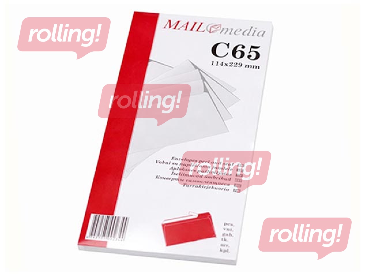 Aploksnes pašlīmējošas ar lentu, C65, 50 gab., baltas