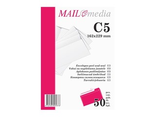 Aploksnes pašlīmējošas ar lentu, C5, 50 gab., baltas