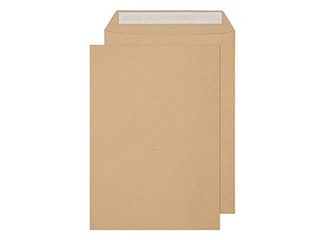 Aploksnes pašlīmējošas ar lentu, C4, papīra, 250 gab., brūnas