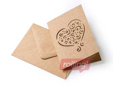 Set with heart Kraft dark beige, 70x100, 5pcs/pack