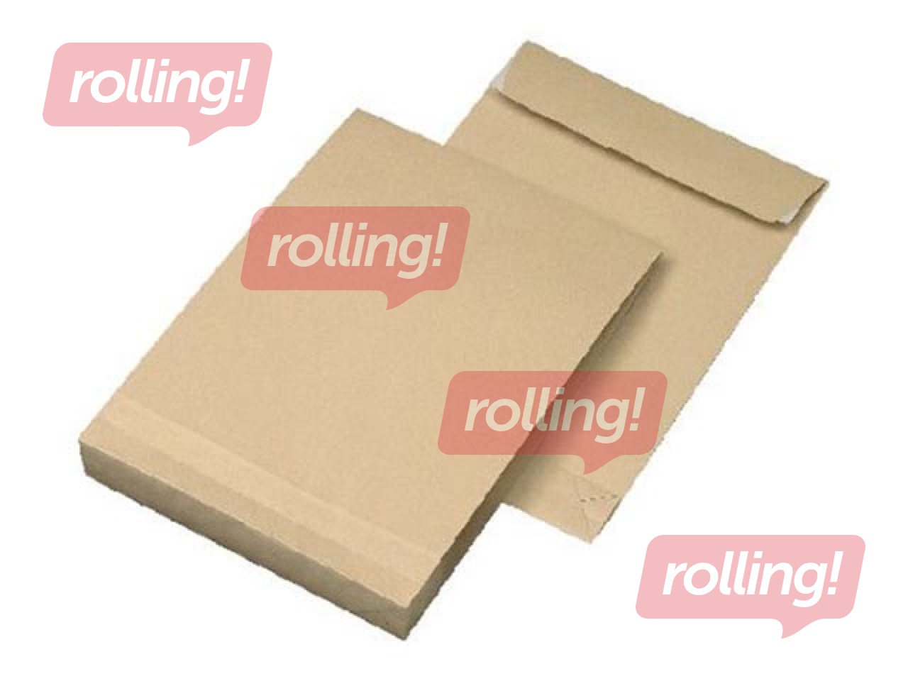 Конверт с селиконовой лентой и складками сбоку и снизу, 450x350x80мм, коричневый