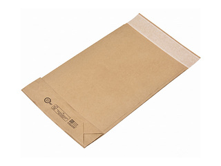Self adhesive envelope with strip, expanded bottom and side gussets, 19×5×30+5cm, brown