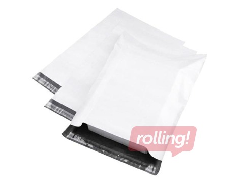 Aploksnes - maisiņi sūtījumiem PP, balti, 55x75 + 5cm, 60 mikroni, 50 gab.