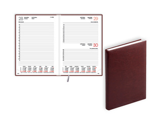 Diary Manager, A5, leather imitation, brown