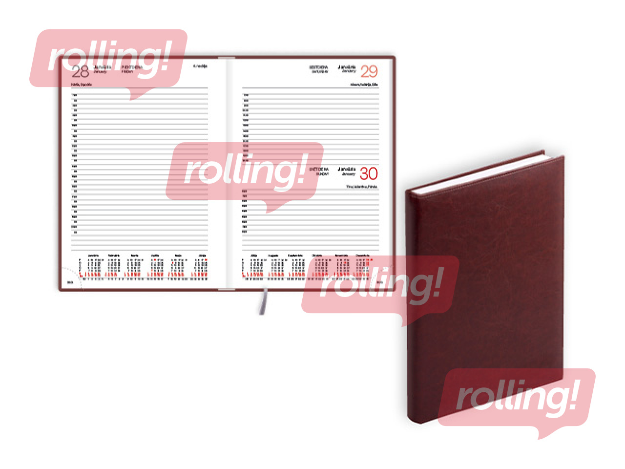 Diary Manager, A5, leather imitation, brown