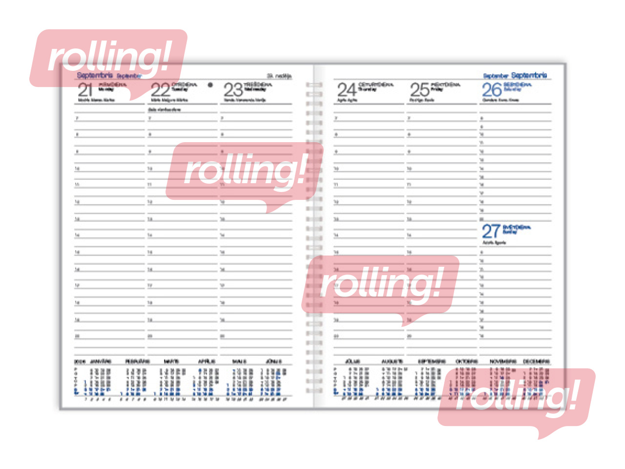 Calendar part for diary Prestige