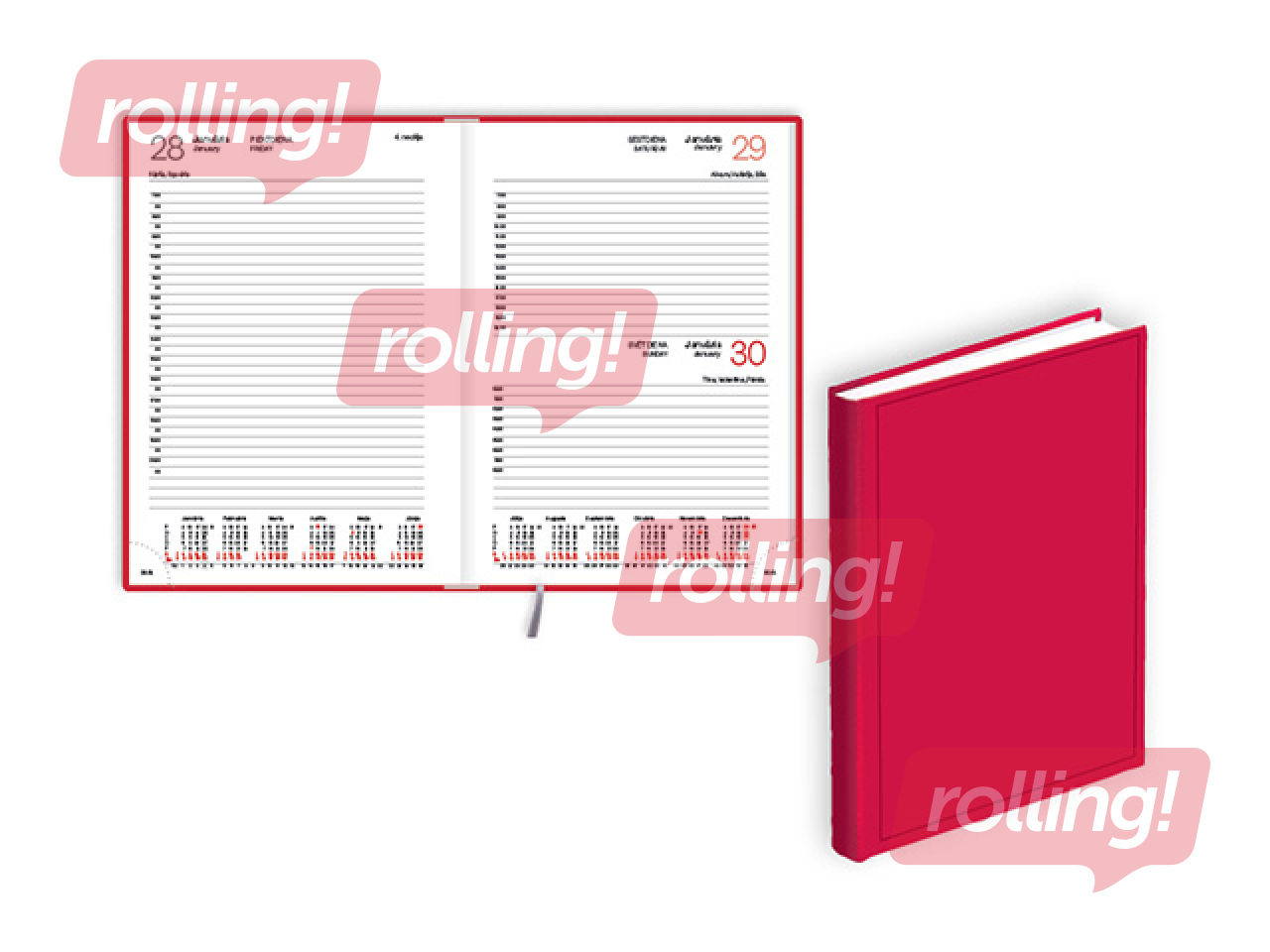 Diary Manager, A5, basis, red