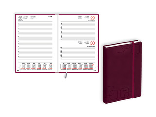 Diary Manager, A5, Soft leather imitation, burgundy