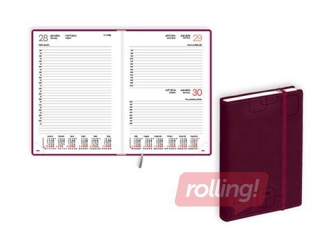 Dienasgrāmata Manager, A5, mākslīgā āda Soft, bordo
