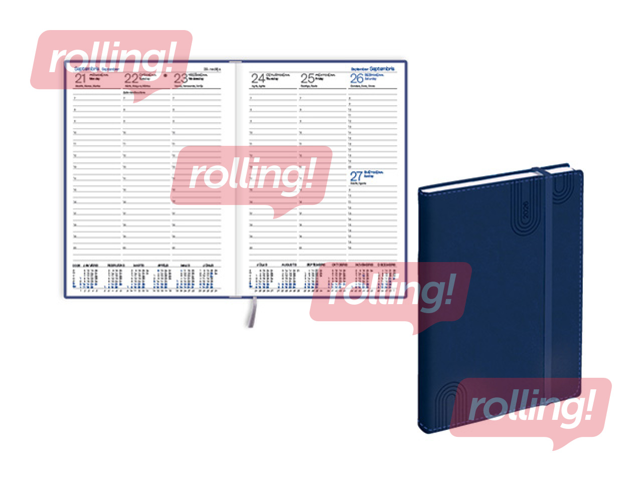 Dienasgrāmata Prestige, A5, mākslīgā āda Soft, tumši zila, 2026