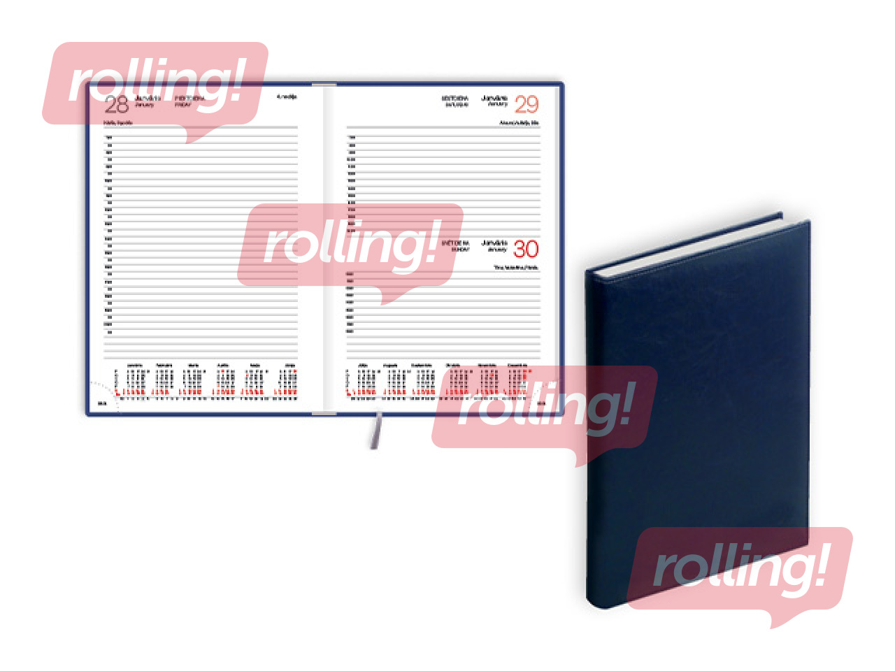 Dienasgrāmata Manager, A5, mākslīgā āda, zila