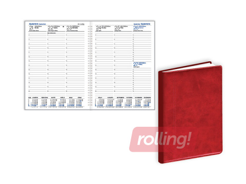 Diary Prestige, A5, leather imitation with spiral, red