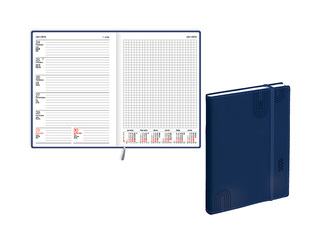 Diary Quadro,  A5, leather imitation, blue