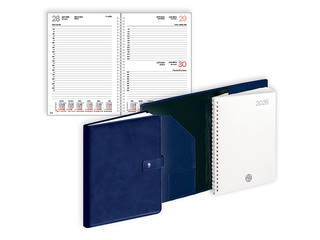 Diary Manager, A5, leather imitation with spiral and button, blue