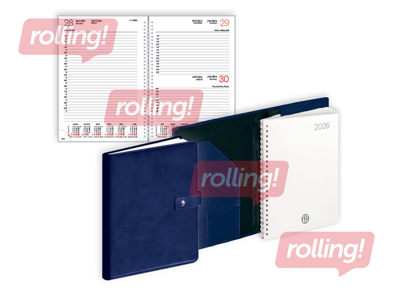 Diary Manager, A5, leather imitation with spiral and button, blue