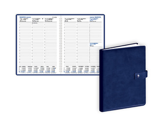 Diary Prestige, A5, leather imitation with spiral and button, blue