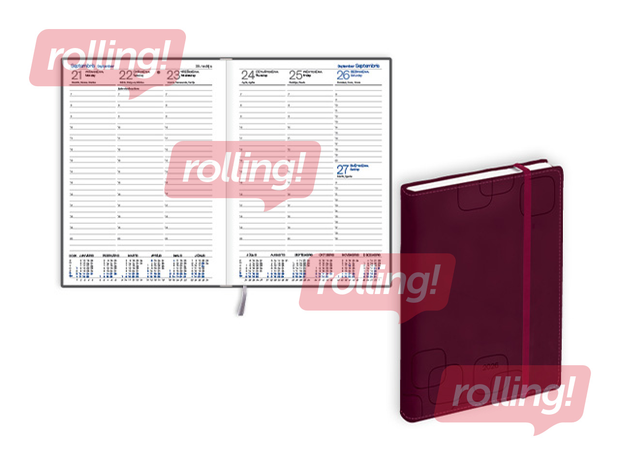 Diary Prestige, A5, Soft leather imitation, bordeaux