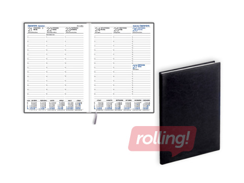 Dienasgrāmata Prestige, A5, mākslīgā āda, melns