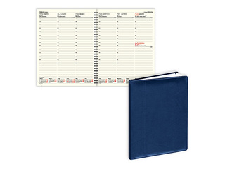 Diary Advocate, A4, with spiral, leather imitation, blue