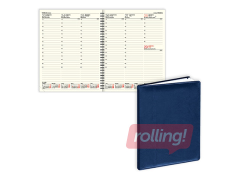 Dienasgrāmata Advocate, A4, ar spirāli, mākslīgā āda, zila