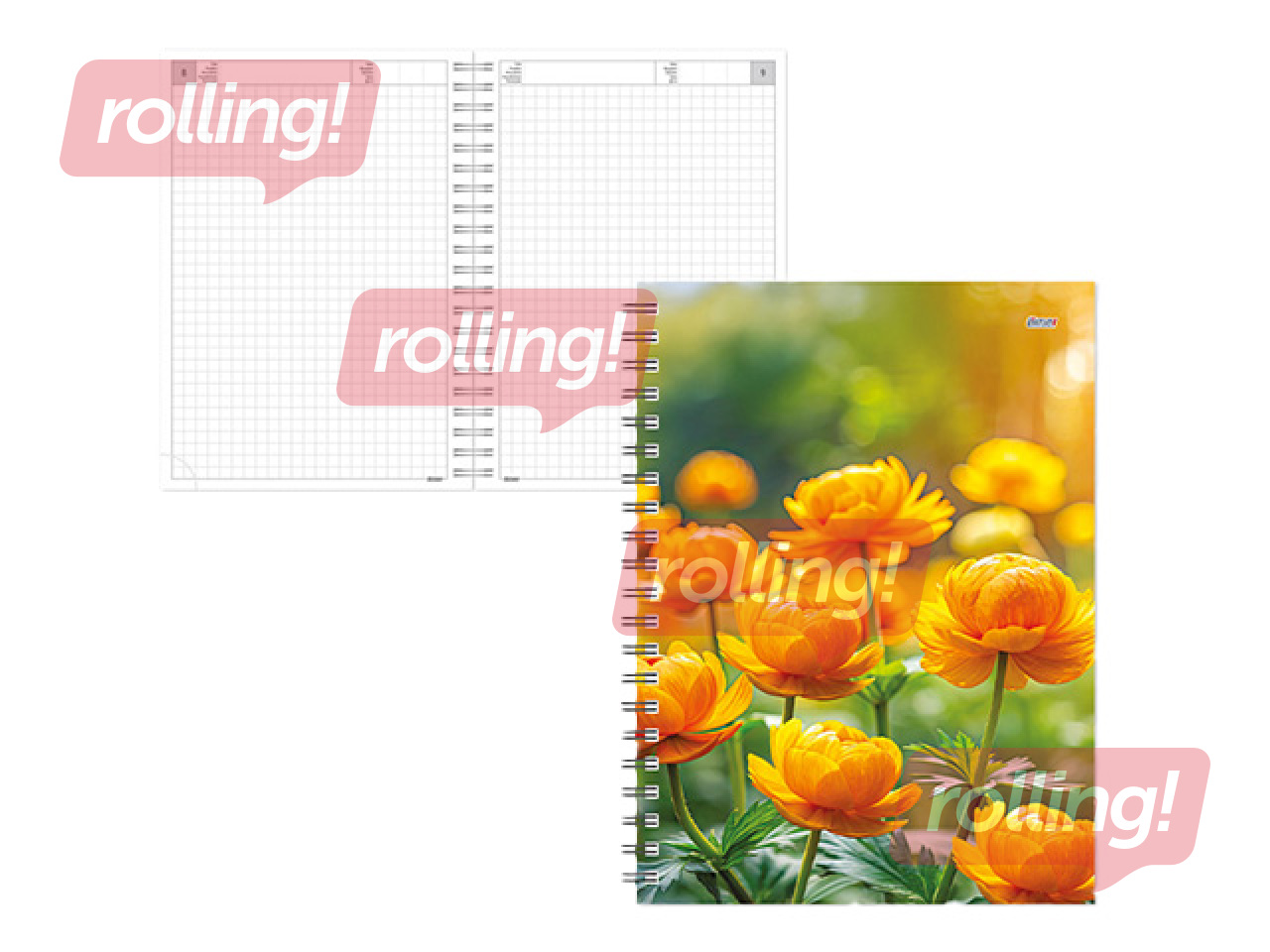 Dienasgrāmata - piezīmju bloks, Tempo Spiral, rūtiņu, Globeflowers